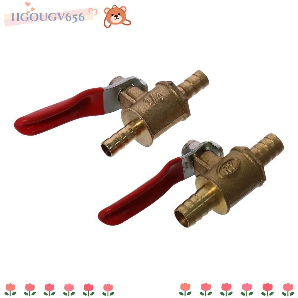 HGOUGV656 บอลวาล์ว, 6 มม.8 มม.10 มม.12 มม.การดําเนินงานจับปิดวาล์ว, 180 องศาท่อ Barb ถึงท่อ Barb วาล์วทองเหลือง