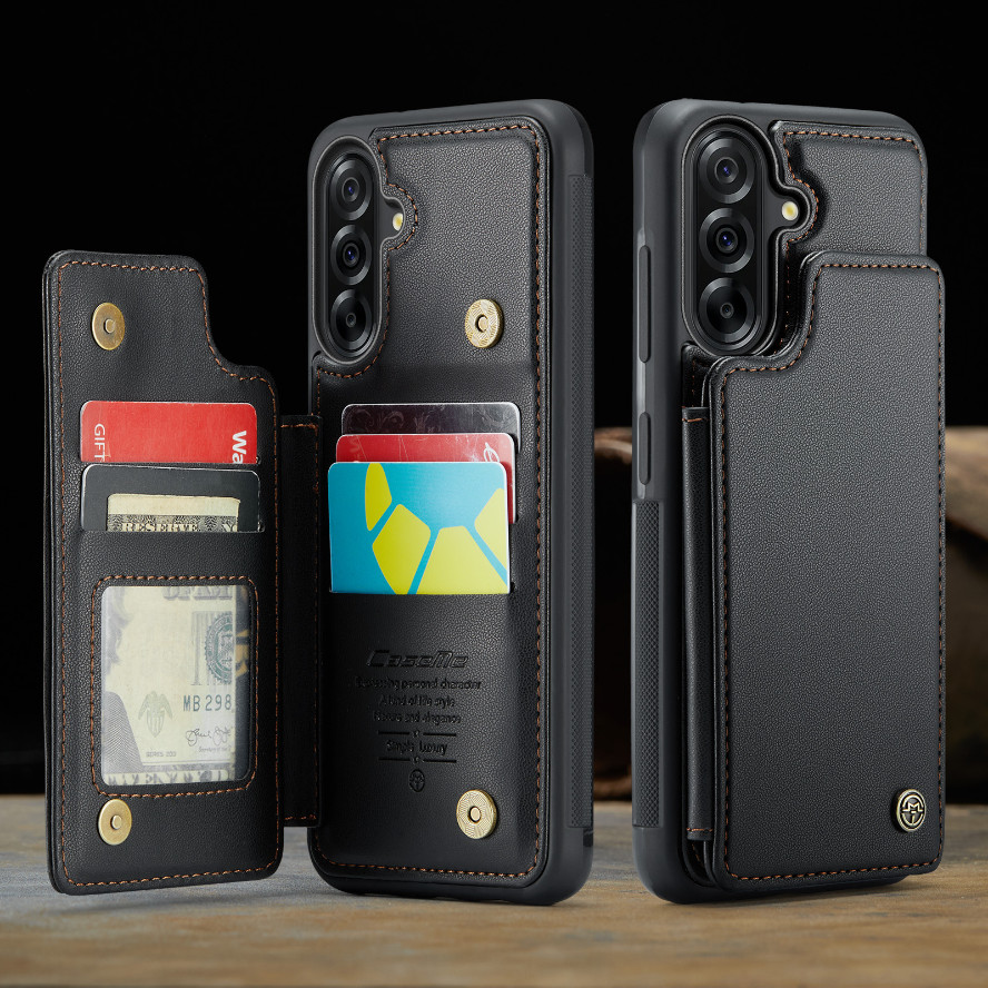 ฝาครอบหนังสําหรับ Samsung Galaxy A16 A36 A56 A15 A57 A37 A17 4G 5G LTE เคสโทรศัพท์ขาตั้งแม่เหล็กผู้ถือบัตร RFID ป้องกันการโจรกรรมกระเป๋าสตางค์ปลอก hp กันกระแทกกลับกันชน