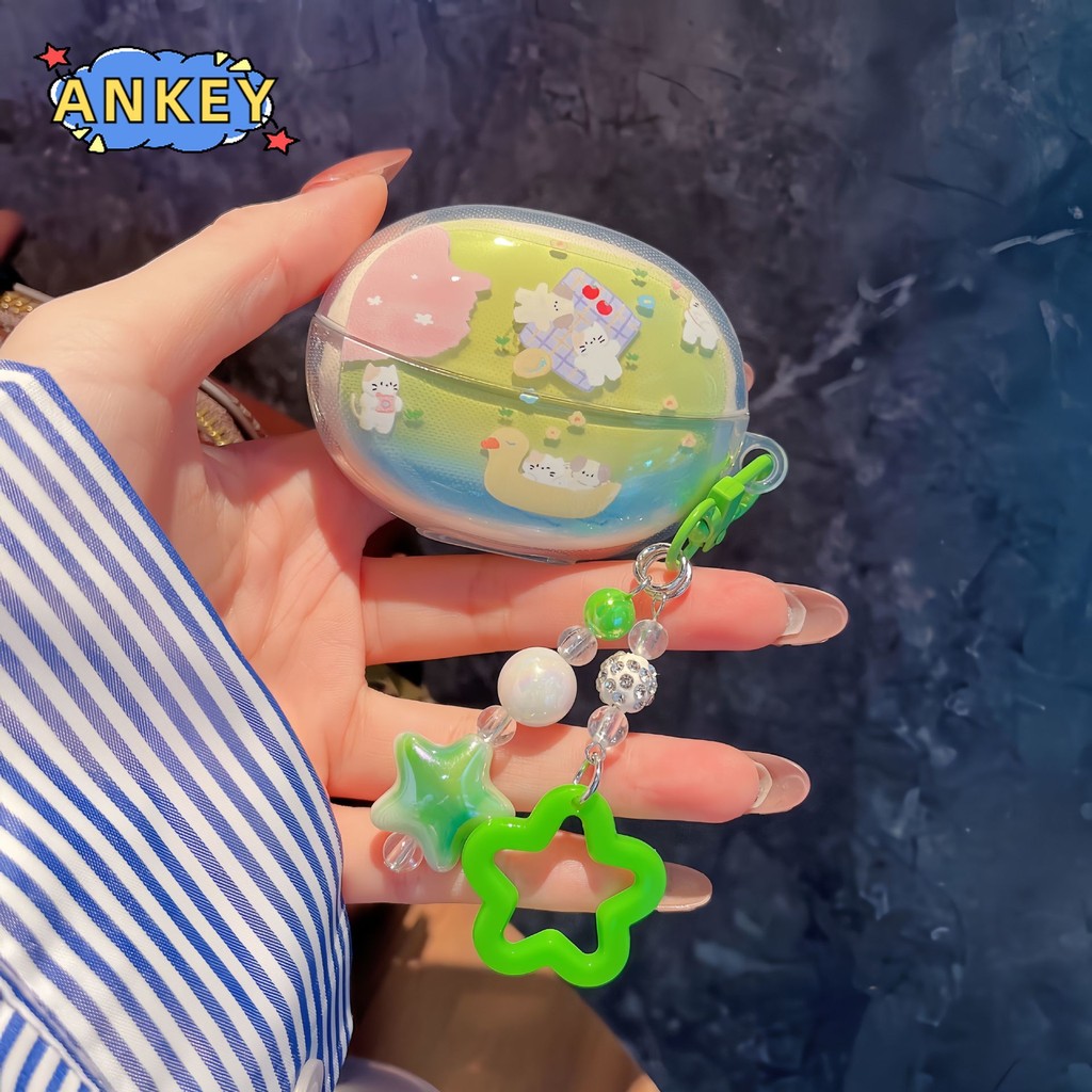 For QCY Crossky C30S C30 Transparent Earphone Silicone Case Earbuds Purple Butterfly Waterproof Shockproof Soft Protective Headphone Cover Headset Skin with Hook - รูปที่ 3