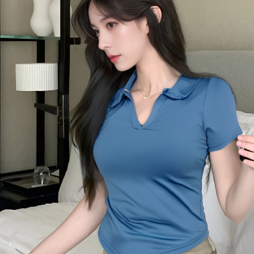 เสื้อยืดวินเทจคอวีแขนสั้น ใส่แล้วดูผอม ราคา ถูกที่สุด ดีลบีเคเค แกลเลอรีภาพที่ 5
