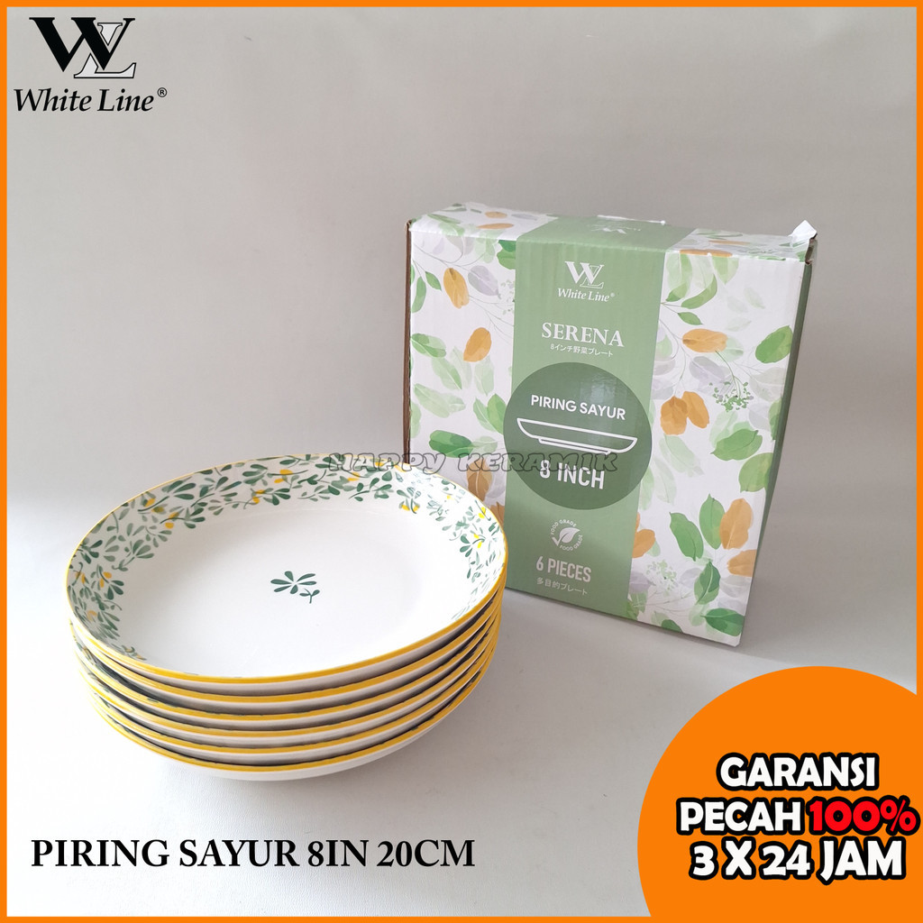 WHITELINE [1PCS] 8in Serena Green Ceramic Plate Deep Plate Aesthetic Ceramic Plate 20cm