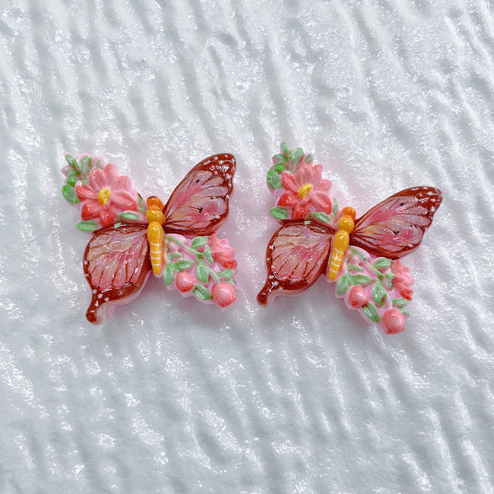10 ชิ้นน่ารักดอกไม้ที่มีสีสันผีเสื้อ Flatback เรซิ่น Cabochon Scrapbooking Craft DIY เครื่องประดับผม Bows อุปกรณ์เสริม - รูปที่ 5