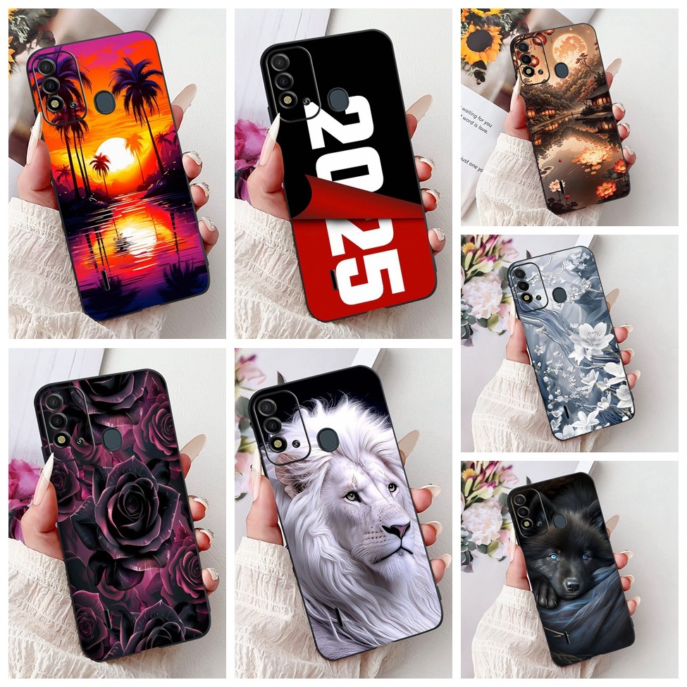 ITEL P37 กรณี Vision2s ความงามแมวน่ารักแฟชั่นดอกไม้ทาสีปกหลัง ITEL Vision 2s เคสโทรศัพท์