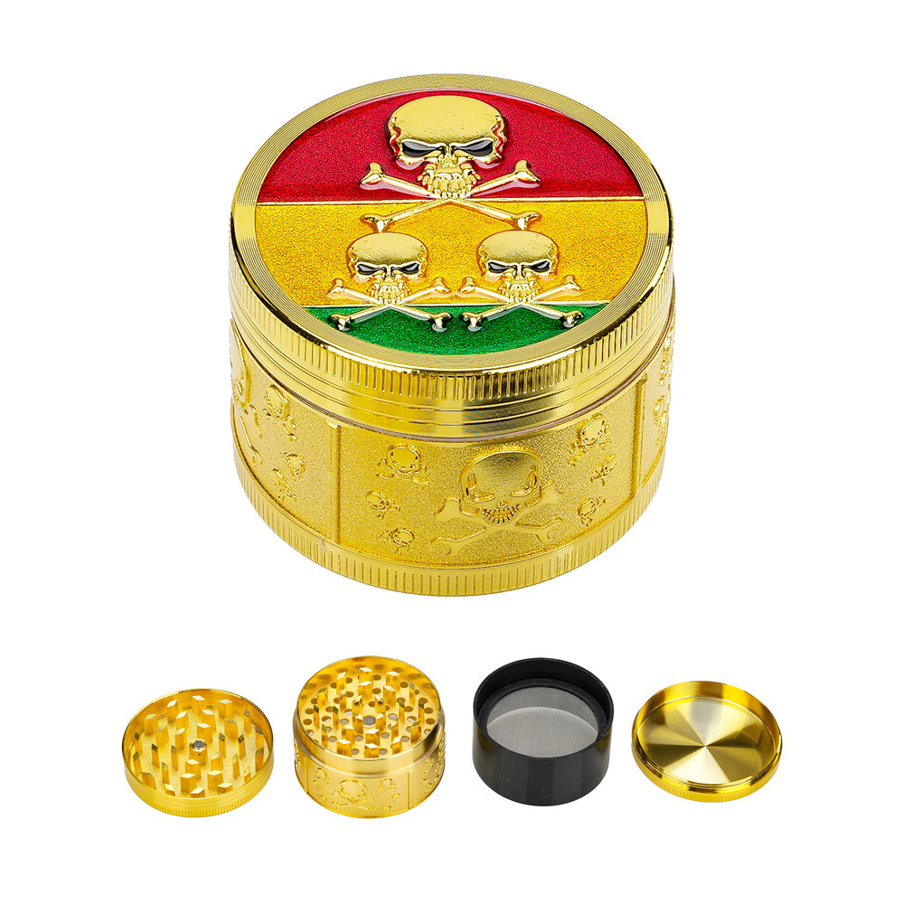 40/50 มม. หัวกะโหลกศีรษะสีทองเฮิร์บ grinder แบบพกพาขนาดเล็ก 4 ชั้นวัสดุโลหะบดเครื่องมือครัวของขวัญวันหยุด