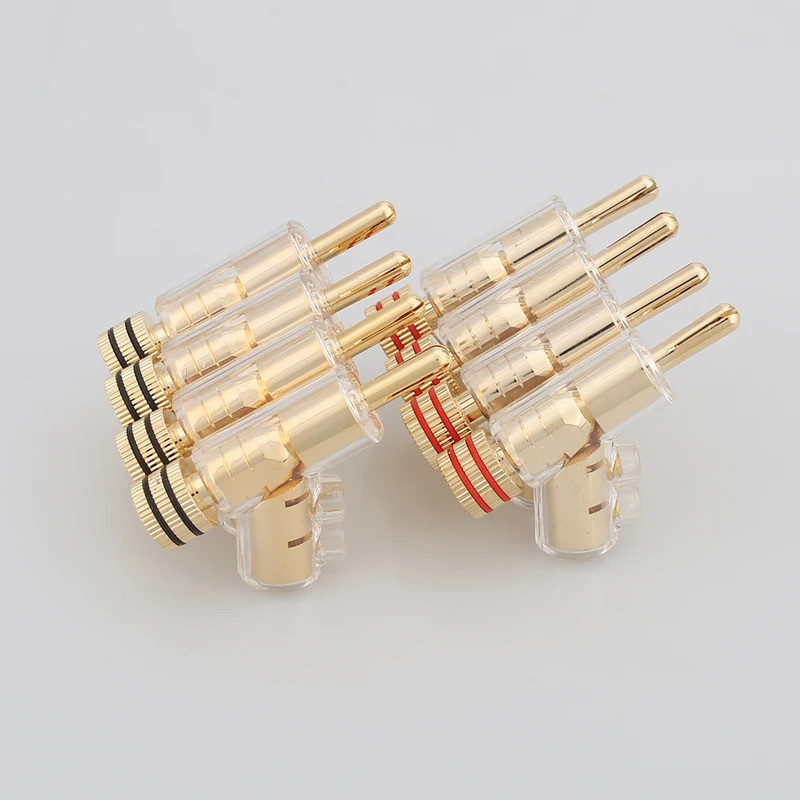 4 ชิ้น/เซ็ต WBT ประสิทธิภาพสูง 24K Gold Plated Audio Banana Connectors 45Dgree ล็อคปลั๊กกล้วยสําหรับสายลําโพง Hifi