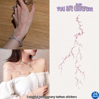 รอยสักลายแตกสีแดงสาวเซ็กซี่ไหล่สักสติกเกอร์รอยสักกันน้ําติดท…