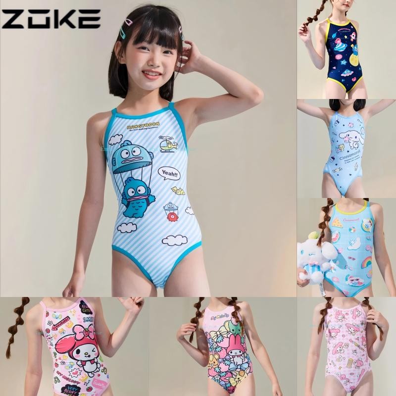 Zoke ชุดว่ายน้ำเด็กผู้หญิง ฝึกซ้อม แข่งขัน สามเหลี่ยม ชุดตัวเดียว แห้งเร็ว