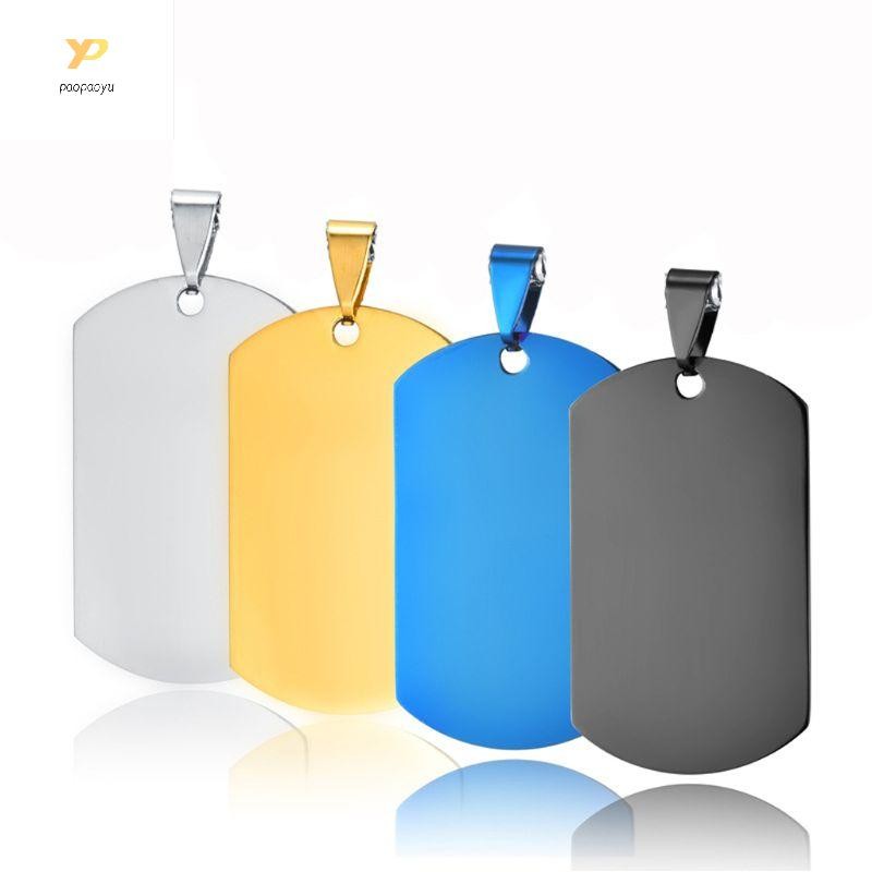 PPY สร้อยคอจี้แท็กเศษไม้สีดําทองพร้อมจี้แท็กสุนัขโซ่ก้อน