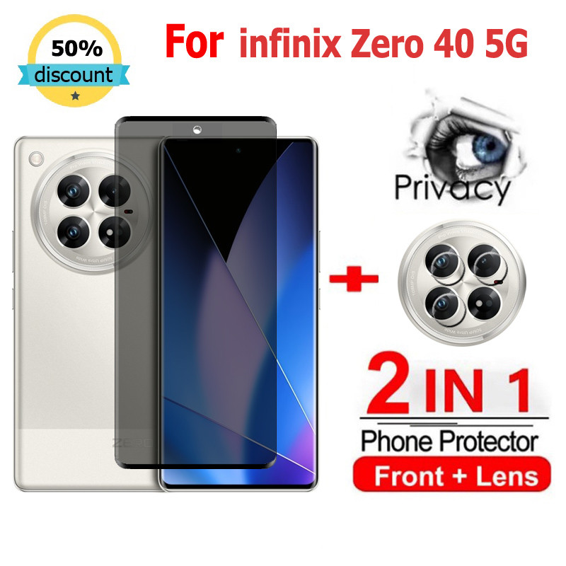 2 in 1 ฟิล์ม infinix Zero 40 5G ฟิล์มกระจกนิรภัยกันรอยหน้าจอ กันแอบมอง เพื่อความเป็นส่วนตัว สําหรับ infinix HOT 50 50i 40 40i 30i NFC Note 50S 50X 50 40 30 Pro SMART 9 8 7 Zero 40 30 Ultra 5G ฟิล์มกันรอย ฟิล์มกล้อง