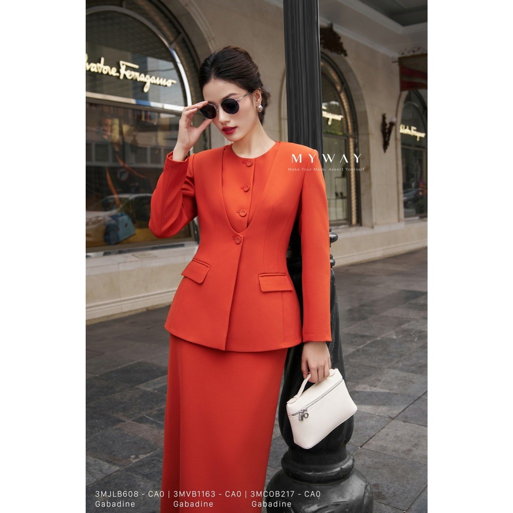 MY WAY Slim Fit ชุดเสื้อกั๊กและกระโปรงแขนยาว 3MJLB608W - 3MVB1163W - 3MCOB217W - CA0