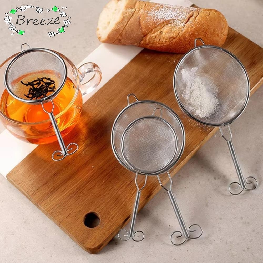 BREEZE กระชอนกรองชา, ลวดแบบพกพาตาข่ายกรองลวด Fine ตาข่ายแป้งตะแกรง, เครื่องมือครัวสแตนเลสกาแฟมัทฉะผงกรอง