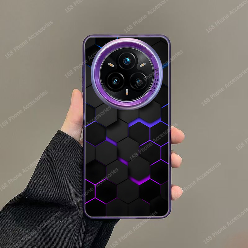 Realme 13 11 12 Pro Plus 5GปลอกRealme 12X 12+ 13+ 12 5GปลอกเคสกันกระแทกMatte Hardเคสโทรศัพท์Tetrisสามมิติเทคโนโลยีพร้อมตัวป้องกันเลนส์กล้องโทรศัพท์