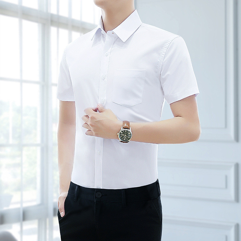 [ธุรกิจทางการ] เสื้อเชิ้ตสีขาวไม่ต้องรีด เสื้อทำงานแขนยาวและแขนสั้นสำหรับผู้ชาย มีหลายสีให้เลือก S-10XL เสื้อผ้าฤดูร้อนที่จำเป็นสำหรับผู้ชาย จัดส่งด่วนในสต็อก ผ้าคุณภาพสูง ระบายอากาศได้ แห้งเร็ว