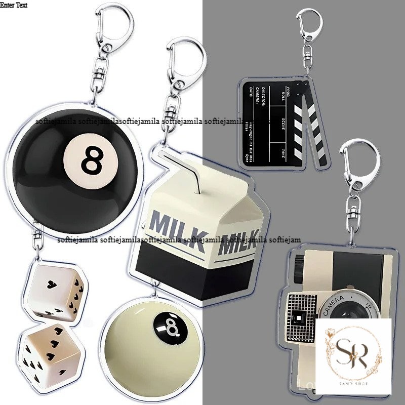 Y2k พวงกุญแจบิลเลียด 8 องค์ประกอบความรักสําหรับอุปกรณ์เสริมกระเป๋า, พวงกุญแจหัวใจ I love you, เครื่อ