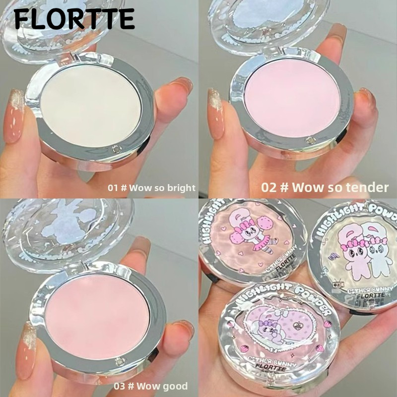 ไฮไลท์เตอร์ FLORTTE BUNNY ไฮไลท์เตอร์สีเดียวที่ทำให้ใบหน้าสว่างขึ้นอย่างเป็นธรรมชาติ ไฮไลท์เตอร์สำหรับใบหน้า & คอนทัวร์ XCVA