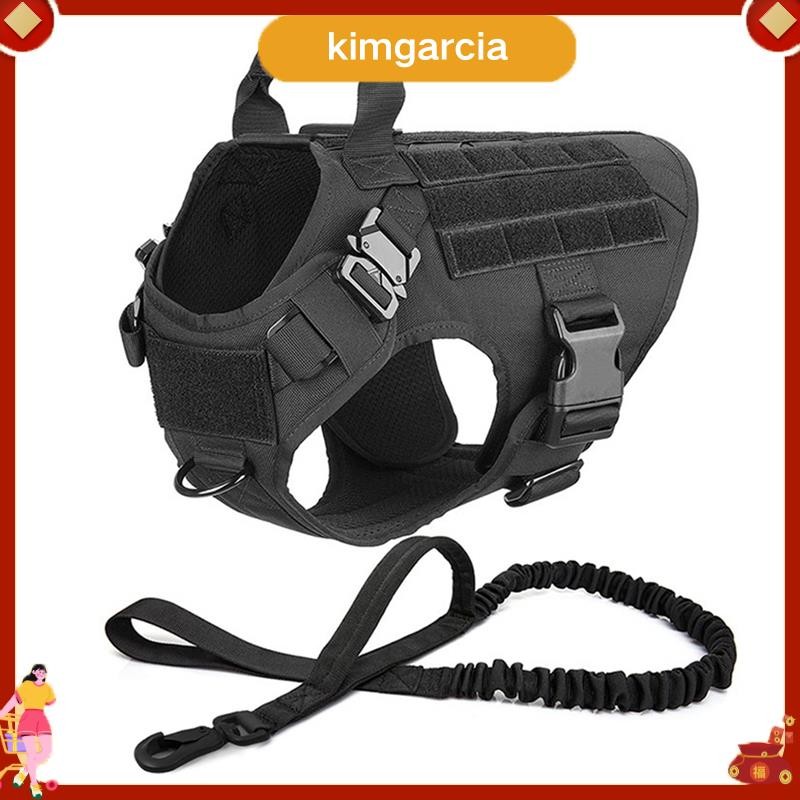 kimgarcia ยุทธวิธีสายรัดและชุดสายจูงสําหรับสุนัขขนาดใหญ่เสื้อกั๊กสัตว์เลี้ยง K9 Harnesses Leash กลาง
