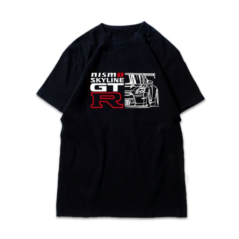 Attitude GTR ดัดแปลงรถญี่ปุ่นเสื้อยืดรถ R35 Knight mechanical evolution VR38 nostalgic รอบคอผ้าฝ้ายแ