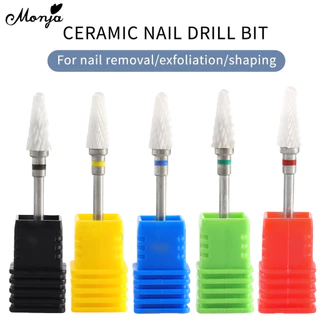 Monja หัวเจียรเซรามิคไฟฟ้า แบบเปลี่ยน สําหรับตกแต่งเล็บ Ceramic no heat hurt sanding drill bit tool