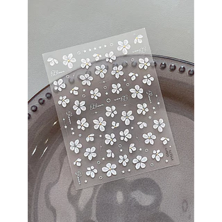 Jelly Five-Petal Flower Nails Sticker 2025 สไตล์ใหม่คริสตัลไม่สม่ําเสมอเพชรดอกไม้สีขาวกาวตกแต่งเล็บ