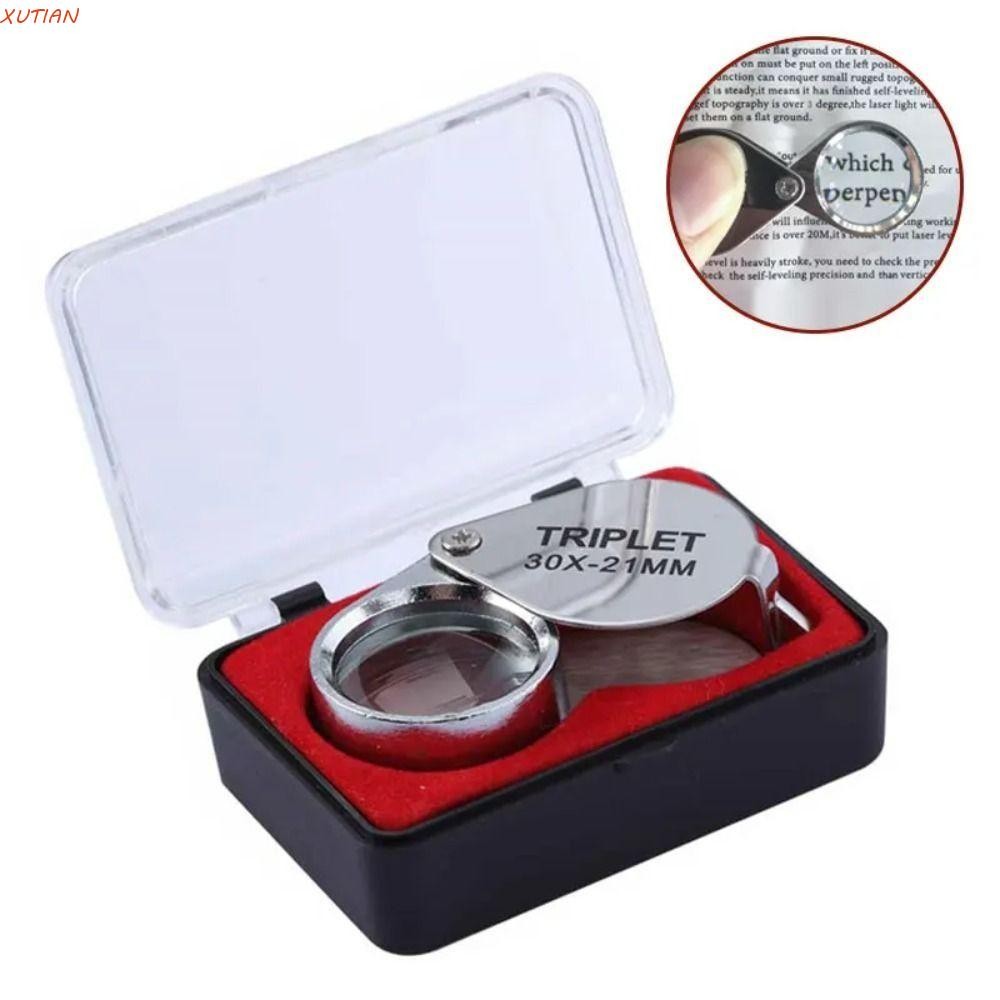 XUTIAN 10-30x Pocket Loupe, 10x20x 30x แว่นขยายเครื่องประดับพับ, แบบพกพาโบราณหยกเหรียญระบุโลหะมินิแว่นขยายอ่านหนังสืออ่านหนังสือพิมพ์