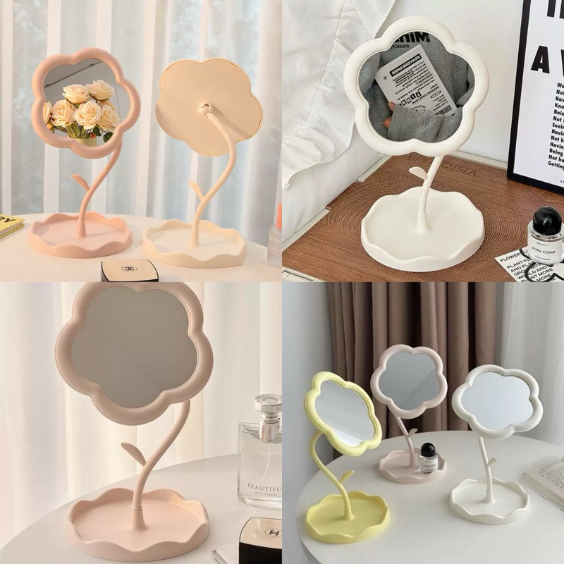 GTRMALLSHOP（3601）กระจกดอกไม้ตั้งโต๊ะ มีความกะทัดรัด น้ำหนักเบา หมุนได้ 360°