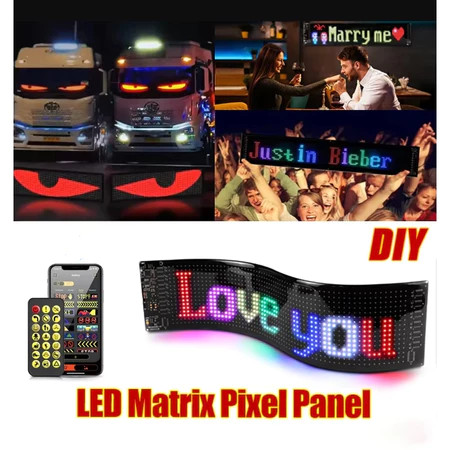 ควบคุมแอพบลูทูธรถจอแสดงผล DIY LED 5V Animation Pixel Program RGB Scrolling Sign