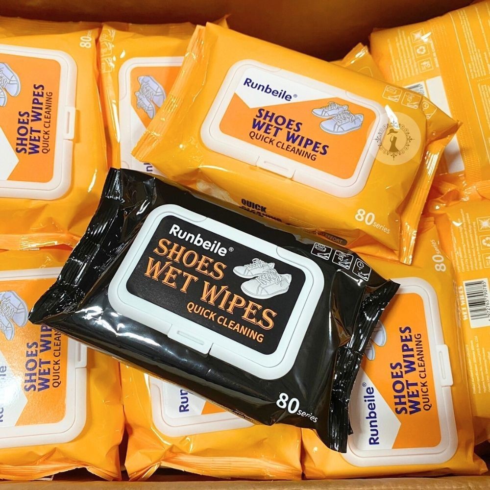 Set 1/3/5 ห่อ ทิชชู่เช็ดรองเท้า SHOE WIPES ใช้สะดวกไม่ต้องล้างน้ำ ไม่ทำลายพื้นผิวรองเท้า (ห่อ 80 แผ่น) พร้อมส่ง!!
