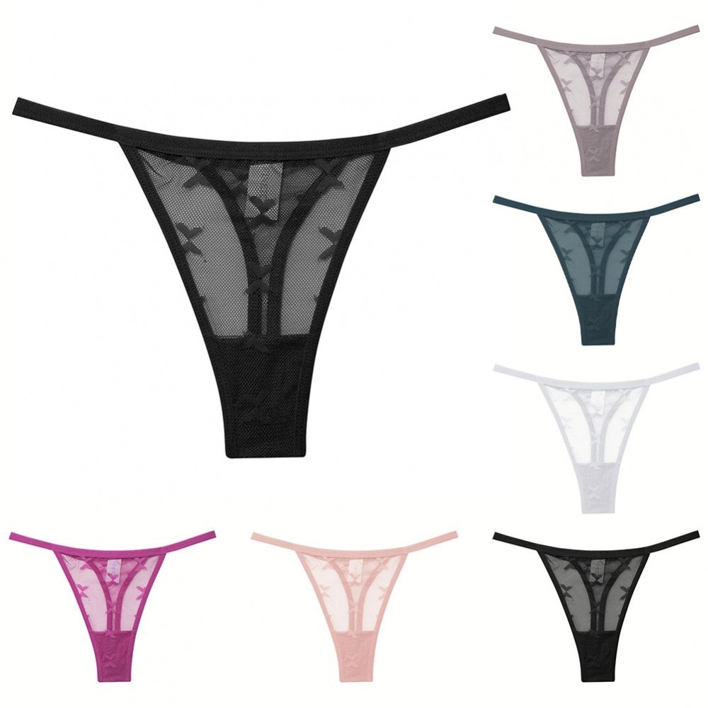 Sensual Lace Gstring Thongs Underpants for Women See Though Pants (สีเขียวเข้ม)