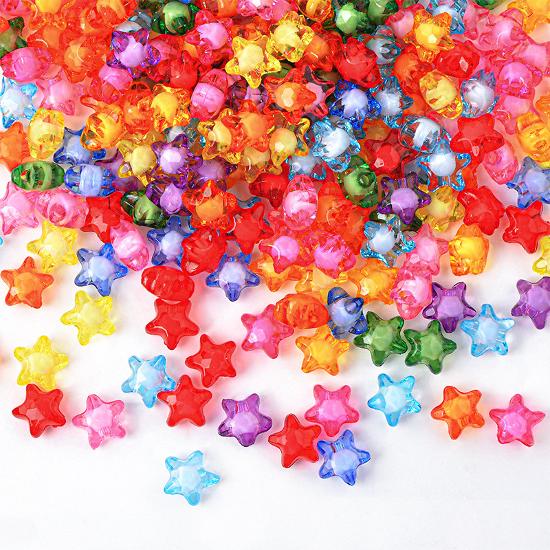 100 ชิ้น 12 มิลลิเมตร Double layer โปร่งใส Star หลวมลูกปัดจี้ Candy สี DIY หัตถกรรมเครื่องประดับทําสร้อยคอสร้อยข้อมือ