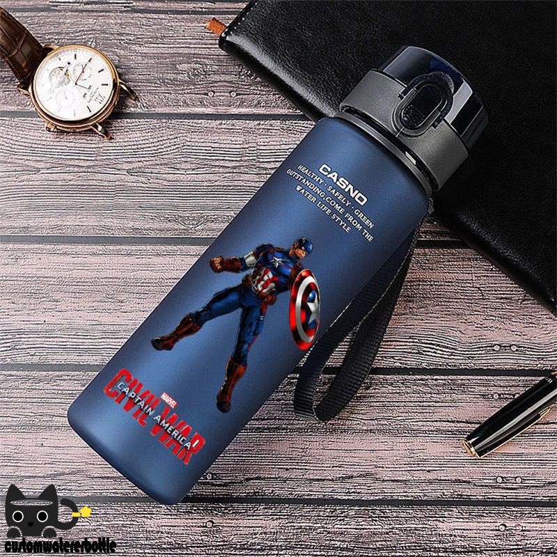 ✨พิมพ์ชื่อ✨Spiderman Thermos Cup Iron Man Optimus Prime Bumblebee กัปตันอเมริกา Transformers ถ้วยน้ํา O2BK