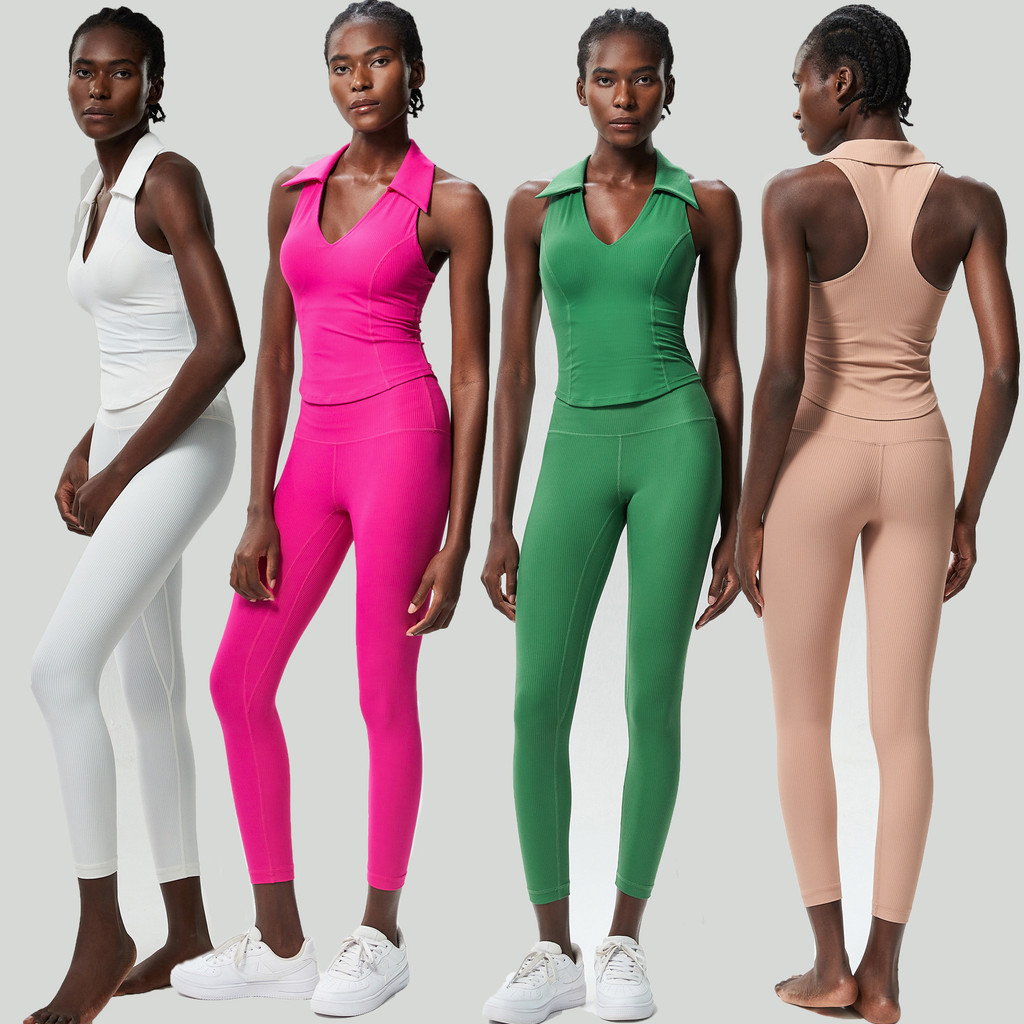 Miss Lily ใหม่ V คอชุดกีฬาในตัว Bra Pad ยืดหยุ่นสูงออกกําลังกายวิ่งชุดเอวสูง Pilate Leggings Plus ขน