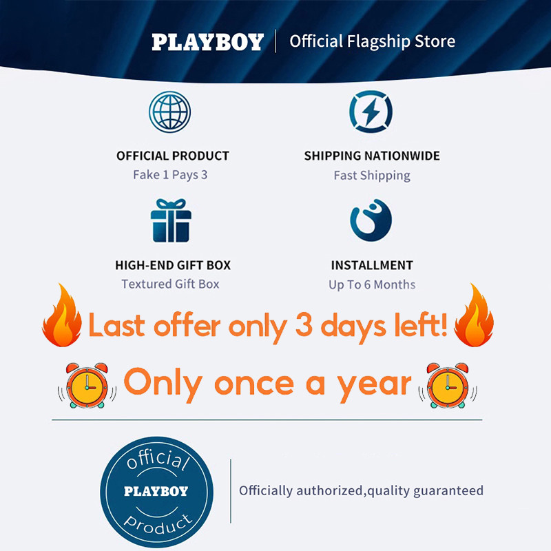 PLAYBOY นาฬกาข้อมือผู้หญิง กันนํา100% สายสเตนเลส นา ฬิกาผู้หญิง'สีขาว สีศา ทอง'เงิน แฟชั่น 3503