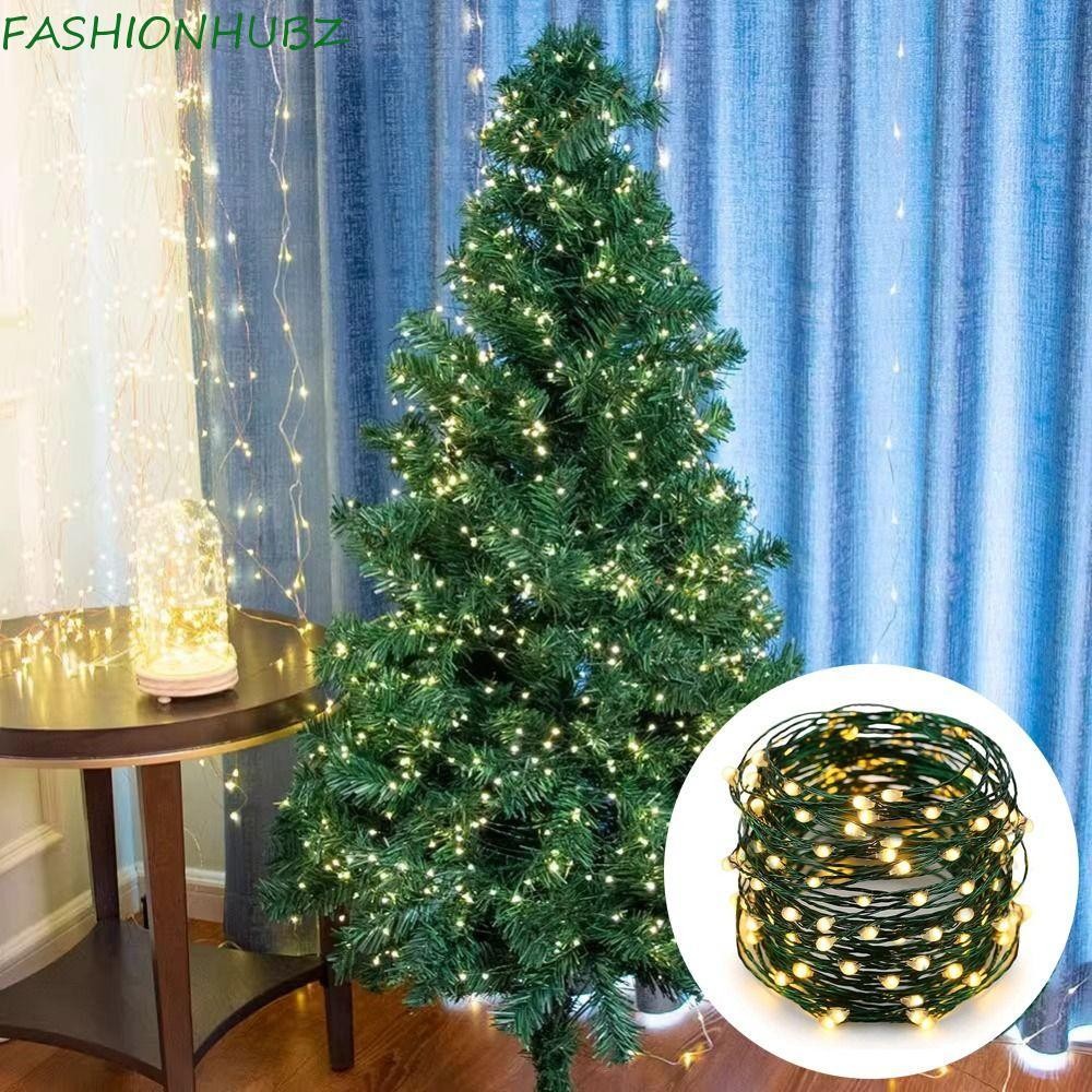 Fashionhubz ไฟคริสต์มาส,หลากสี 50/100 ไฟ LED ต้นคริสต์มาส,พวงมาลัยถนนสีเขียวลวดทองแดงกันน้ําพร้อมรีโมทคอนโทรลไฟ LED String ตกแต่งคริสต์มาส