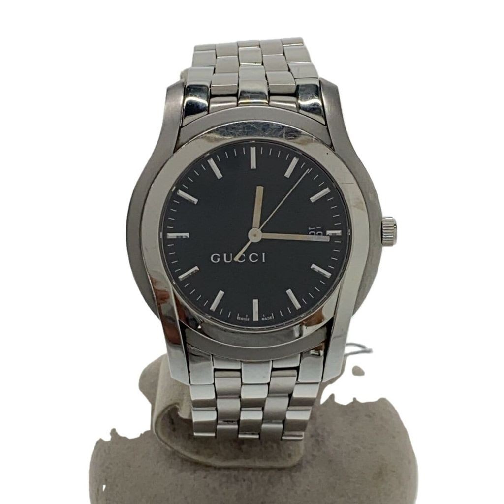 GUCCI Womens Quartz Watch Analog Stainless Steel Black Silver 5500XL Direct from Japan Secondhand