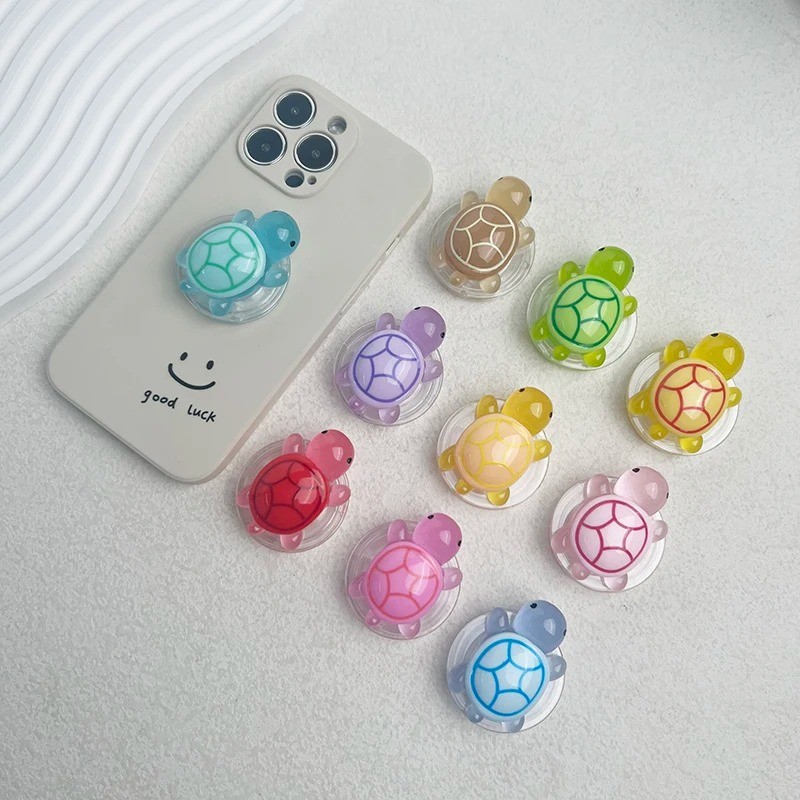 การ์ตูนน่ารักส่องสว่างเต่าสีที่วางโทรศัพท์griptokแหวนนิ้วรองรับสําหรับiphone Samsung Universal Case Grip Tokวงเล็บซ็อกเก็ต