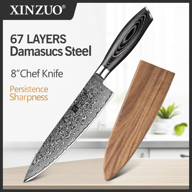 XINZUO 8'' Chef Knife Gyuto Knife Japanese Style VG10 Damascus Kitchen Knives Stainless Steel Butche