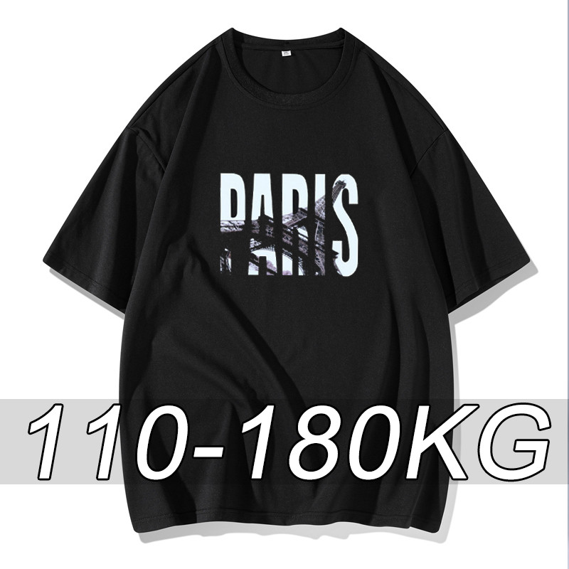 ผู้ชายขนาดบวกเสื้อยืด110-175กิโลกรัม5เอ็กแอล 6เอ็กแอล 7เอ็กแอล แฟชั่นผ้าฝ้ายคอกลมแขนสั้นขนาดใหญ่ท็อปส์พิมพ์ยอดนิยมประเดิมขนาดใหญ่