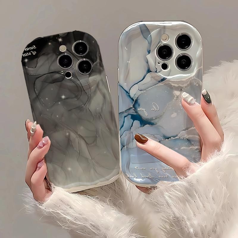 เคสโทรศัพท์สําหรับoppo A78 A98 A79 5G A58 A38 A18 F9 F11 A1K Reno 4 7Z 8Z 8 Pro 8T 5G Reno 5 Lite Realme 11 4Gฝาครอบครีมขอบหยักสีหินอ่อนรูปแบบป้องกันกล้อง