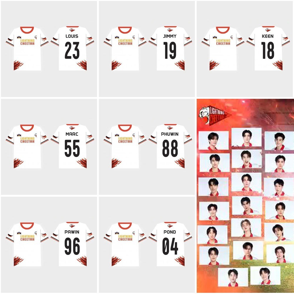 LIGHTNING CHEETAH JERSEY White Crew Neck Short Sleeve Team Member Jersey Casual Fashion, สบายและอเนก