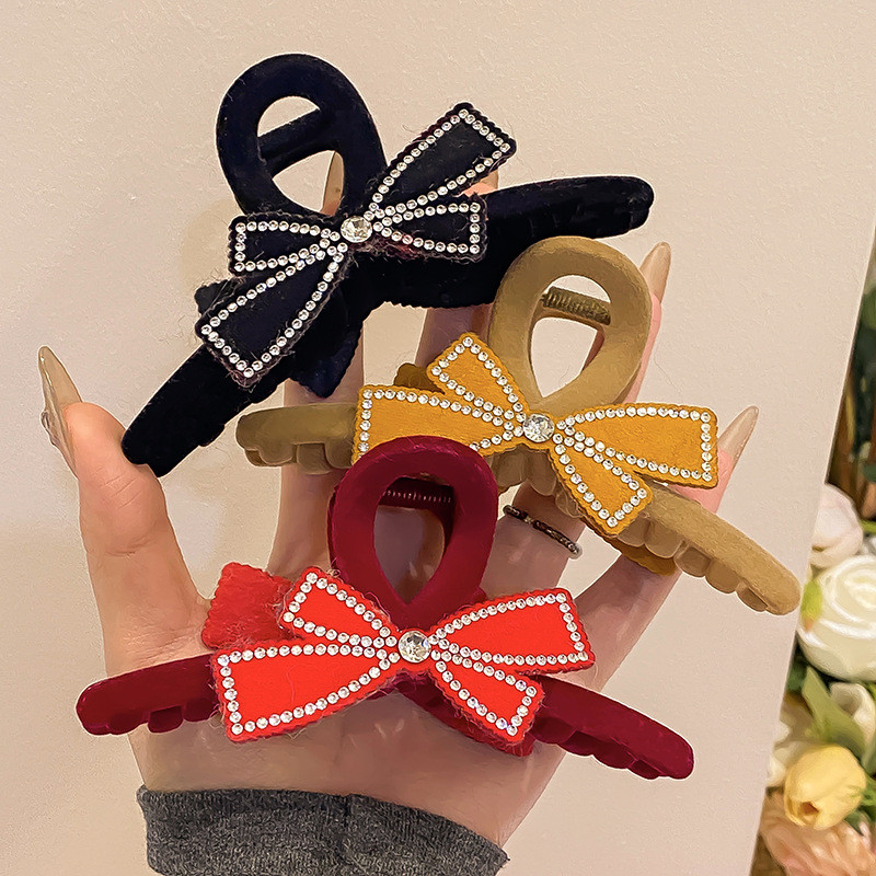 2024 High-End Feel Grab Clip กิ๊บติดผมโบว์ Rhinestone หญิง
