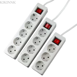 Kikin EU รางปลั๊กไฟประเภทเยอรมันมาตรฐานพร้อมสวิตช์ไฟสายเคเบิลต่อขยาย