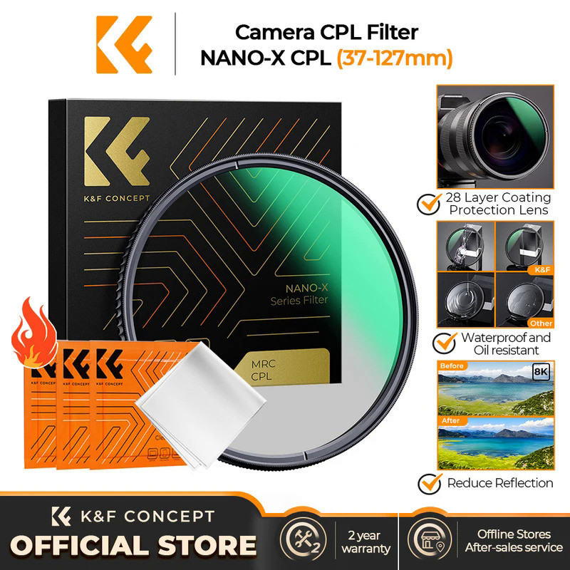 K&F Concept CPL Filter 28 Layer Circular Polarizing Filter Multi-coated Polarized Filter NANO-X Seri