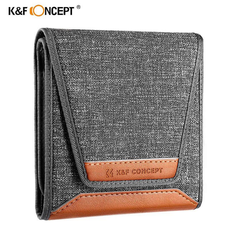 K&F CONCEPT New Style 3 Pockets Lens Filter Bag Camera lens Filter Pouch 49-82mm ND UV CPL Camera Le