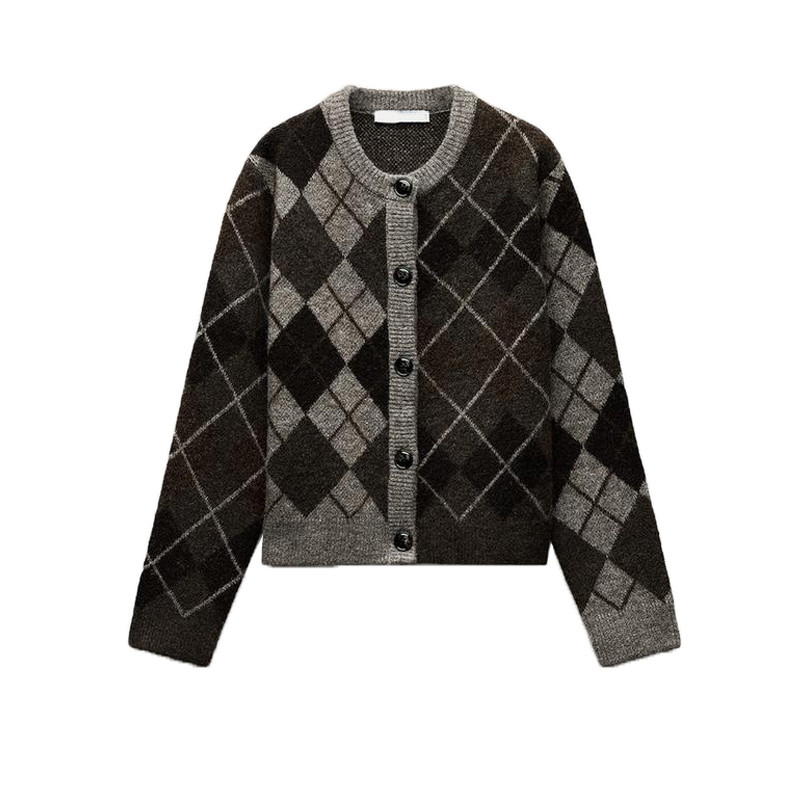 2025 เสื้อสเวตเตอร์ถักคอกลมแขนยาวลายเพชร 2756124 - รูปที่ 5