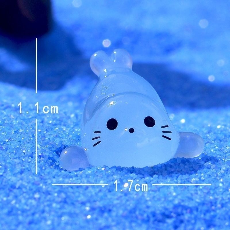 8/12/24/48pcs Kawaii Luminous Mini Seal Pup เรซิ่นเรืองแสงในเวลากลางคืน Marine สัตว์ Figurines เครื่องประดับ Fairy Garden DIY อุปกรณ์เสริม [คลังสินค้าพร้อม]