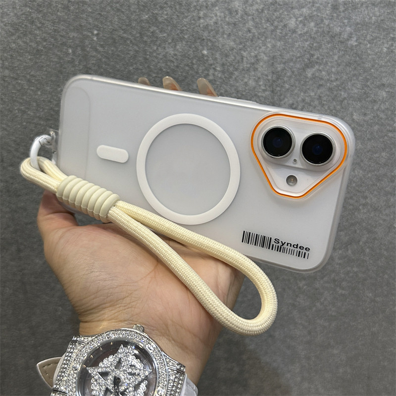 Ultra Thin Matte Skin Feeling Magnetic lanyard โปร่งแสงสำหรับ iPhone 16 15 14 13 12 11 PROMAX PLUS INS เกาหลีไร้สายชาร์จกันกระแทก Hard COVER