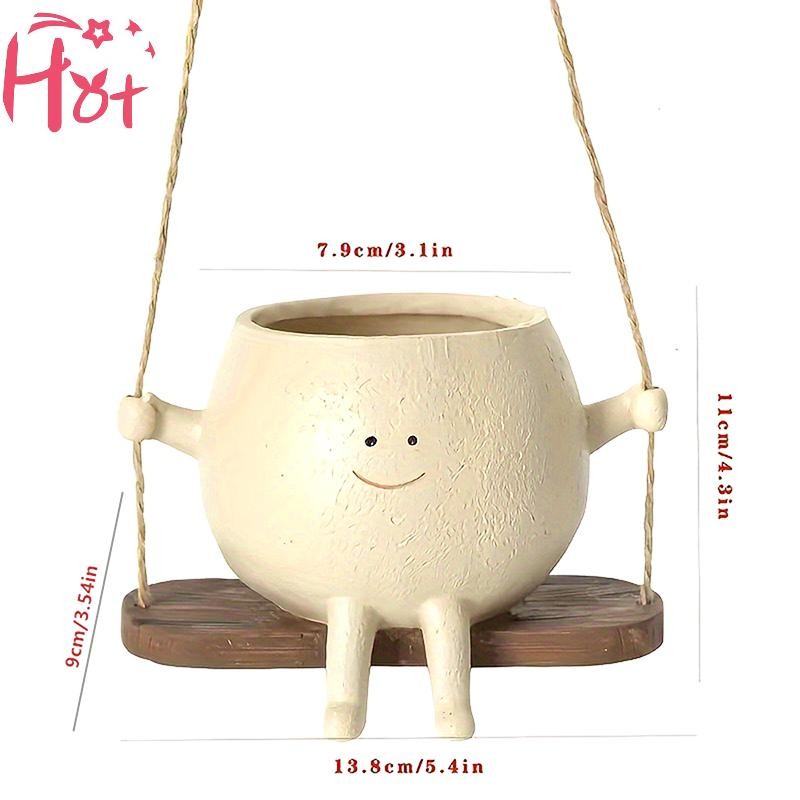 Ge น่ารัก Swing Jar กระถางดอกไม้ขนาดเล็กตกแต่งลานกลางแจ้งจี้ขนาดเล็กของขวัญที่ยอดเยี่ยมสําหรับครอบครัวและเพื่อน Square - รูปที่ 3