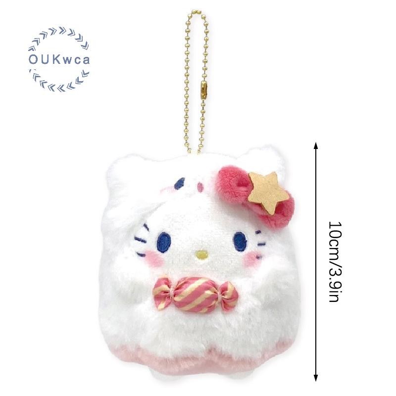 Oukwca Kawaii Ghost Sanrio Hello Kitty ของเล่นตุ๊กตาพวงกุญแจ Kuromi Cinnamoroll ตุ๊กตาตุ๊กตาจี้กุญแจรถแหวนกระเป๋าตกแต่งของขวัญเด็กใหม่