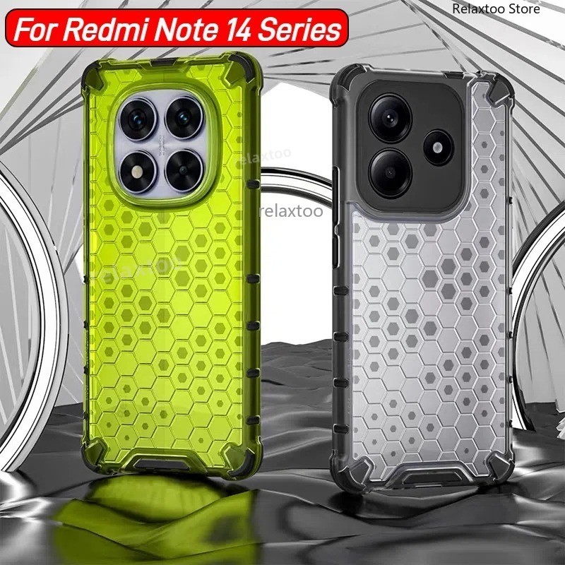Honeycomb Transparent Casing For Xiaomi Redmi Note14 Note 14 Pro Plus + Pro+ 14Pro+ Note14Pro+ 4G 5G Airbag Shockproof Armor Phone Case Anti-fall Protective Hard Back Casing Cover