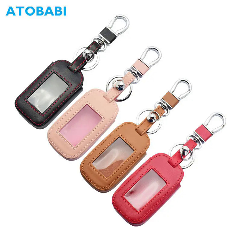 Leather Key Case For StarLine E60 E90 E63 E93 E95 E66 E96 E65 E61 E91 Two Way Car Alarm LCD Keychain